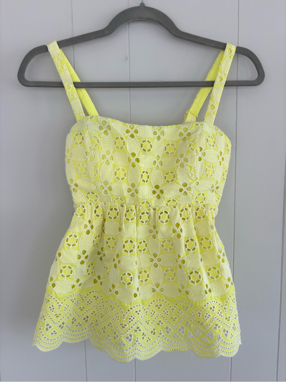 Lilly Pulitzer Neon Yellow Eyelet Peplum Tank